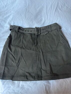 Abercrombie Olive Green Cotton Utility Mini Skirt with Belt